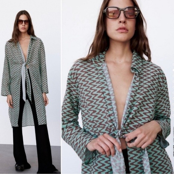 Zara Tops - Zara The Lissie Shirt Printed Tunic Long Sleeve Blouse Boho Bloggers Favorite L